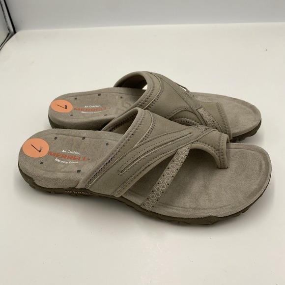 Merrell Women's Terran Post II Sport Sandals Flip Flops Taupe 7 - Picture 1 of 7